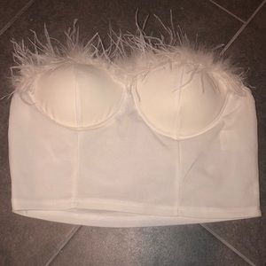 NWOT fuzzy white bandeau:)